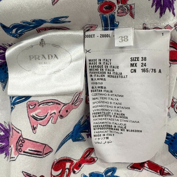 Prada Italian Silk Printed Button-Down Shirt - Picture 6 of 8